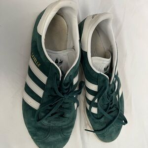 Adidas Forest Green and White Gazelle Shoes